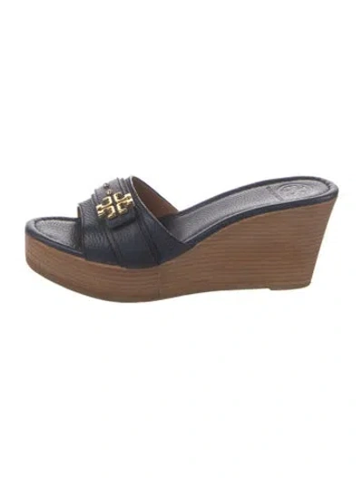 Pre-owned Tory Burch Leather Slides In Black