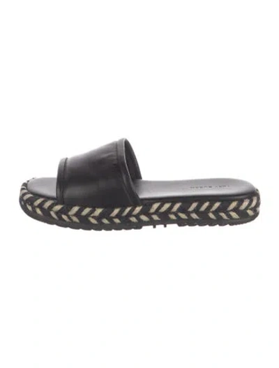 Pre-owned Tory Burch Leather Slides In Black