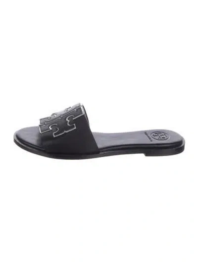 Pre-owned Tory Burch Leather Slides In Black