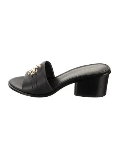 Pre-owned Tory Burch Leather Slides In Black