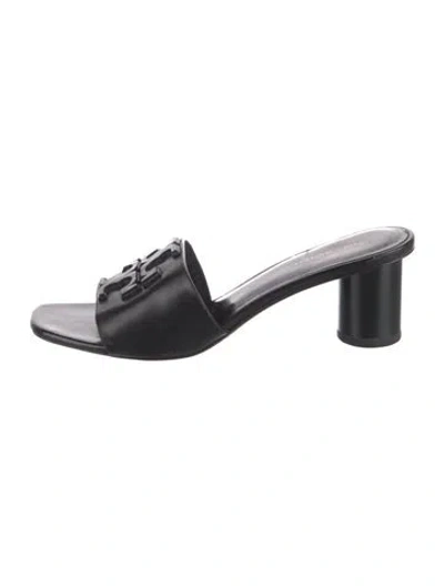 Pre-owned Tory Burch Leather Slides In Black