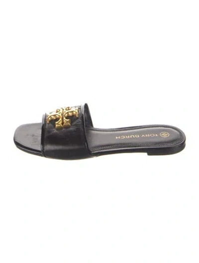 Pre-owned Tory Burch Leather Slides In Black