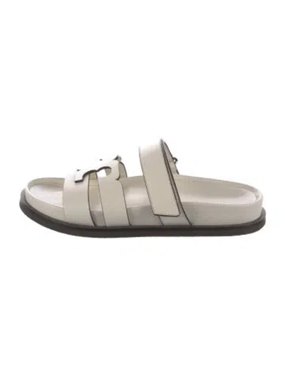 Pre-owned Tory Burch Leather Slides In Black