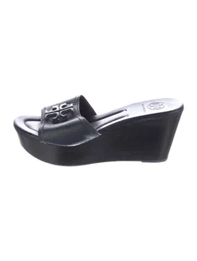 Pre-owned Tory Burch Leather Slides In Black