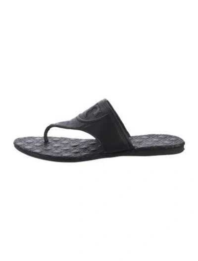 Pre-owned Tory Burch Leather Slides In Black