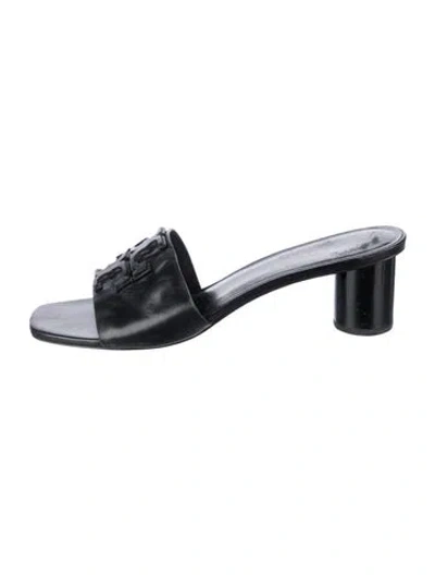 Pre-owned Tory Burch Leather Slides In Black