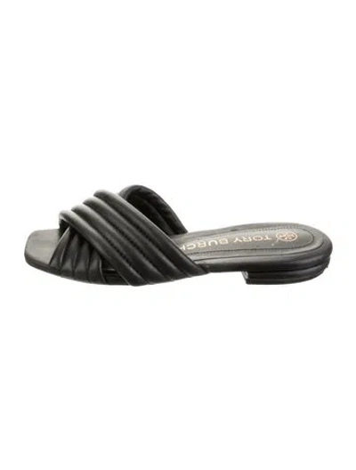 Pre-owned Tory Burch Leather Slides In Black