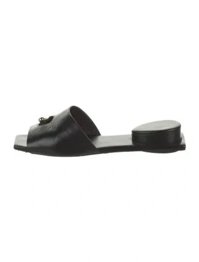 Pre-owned Tory Burch Leather Slides In Black