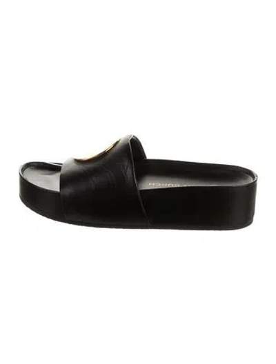 Pre-owned Tory Burch Leather Slides In Black