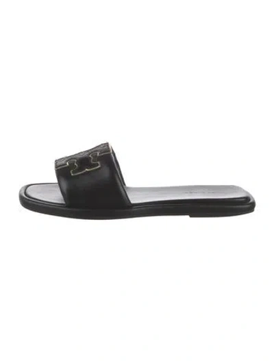 Pre-owned Tory Burch Leather Slides In Black
