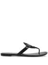 Tory Burch Miller Pave Logo Thong Sandals In Black