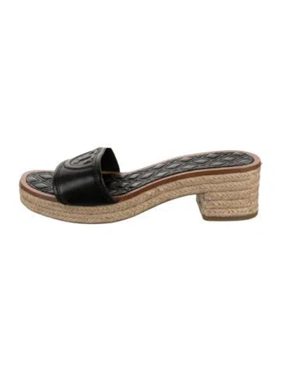 Pre-owned Tory Burch Leather Slides In Black/neutrals