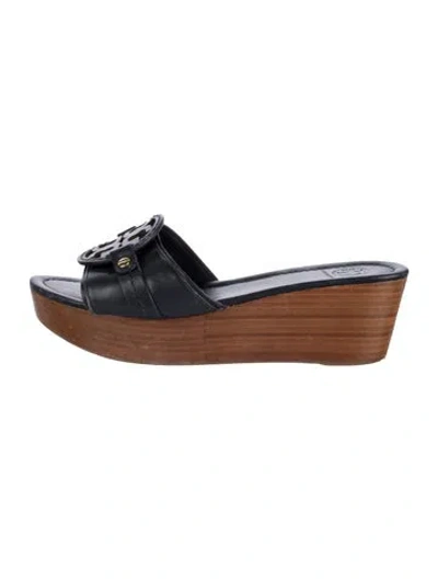 Pre-owned Tory Burch Leather Slides In Blue