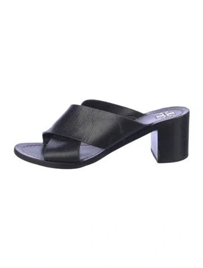 Pre-owned Tory Burch Leather Slides In Blue