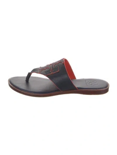 Pre-owned Tory Burch Leather Slides In Blue