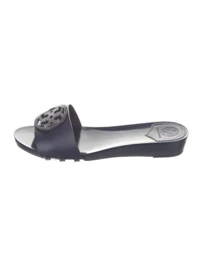 Pre-owned Tory Burch Leather Slides In Blue