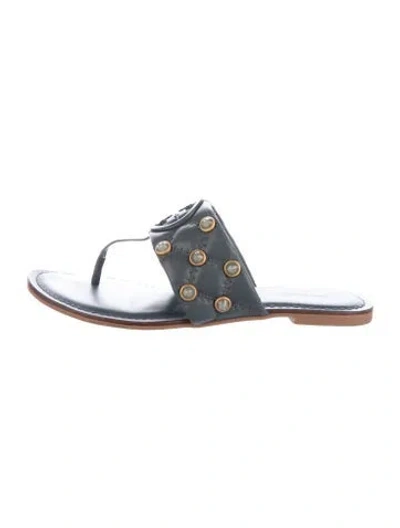 Pre-owned Tory Burch Leather Slides In Blue