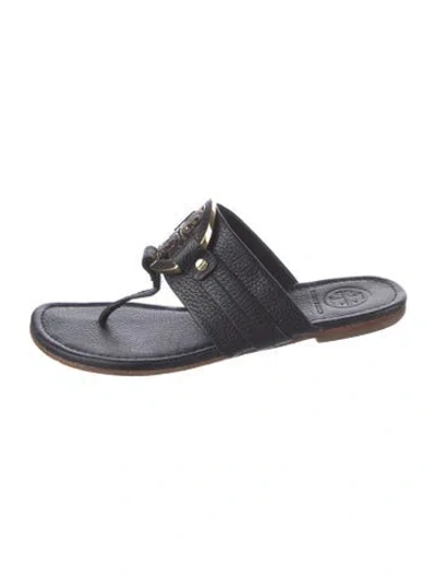 Pre-owned Tory Burch Leather Slides In Blue