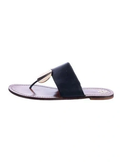 Pre-owned Tory Burch Leather Slides In Blue