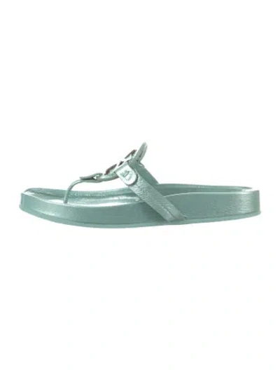 Pre-owned Tory Burch Leather Slides In Blue