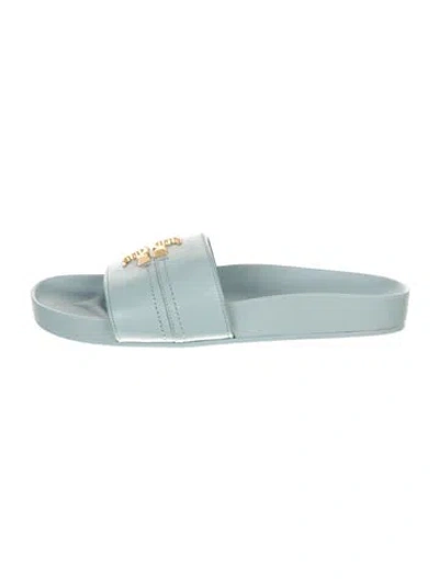 Pre-owned Tory Burch Leather Slides In Blue
