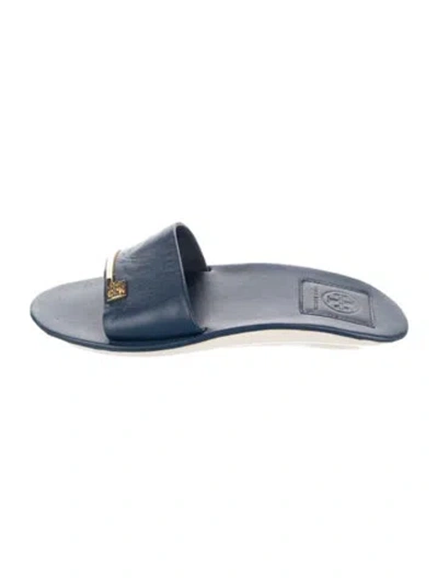 Pre-owned Tory Burch Leather Slides In Blue