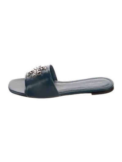Pre-owned Tory Burch Leather Slides In Blue