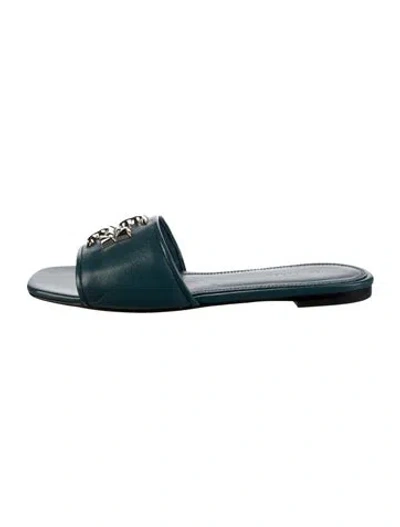 Pre-owned Tory Burch Leather Slides In Blue