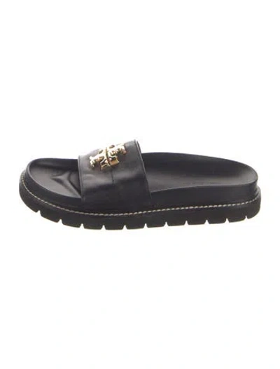 Pre-owned Tory Burch Leather Slides In Blue