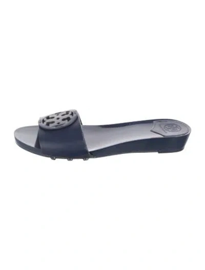 Pre-owned Tory Burch Leather Slides In Blue