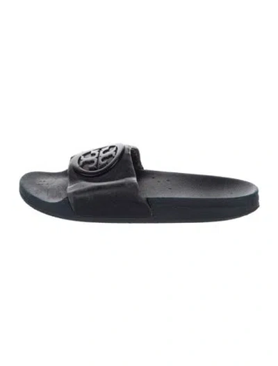 Pre-owned Tory Burch Leather Slides In Blue