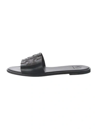 Pre-owned Tory Burch Leather Slides In Blue