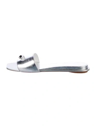 Pre-owned Tory Burch Leather Slides In Blue
