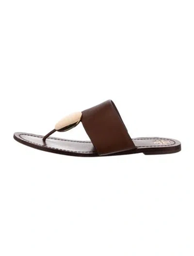 Pre-owned Tory Burch Leather Slides In Brown