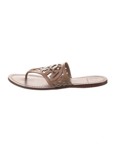 Pre-owned Tory Burch Leather Slides In Brown