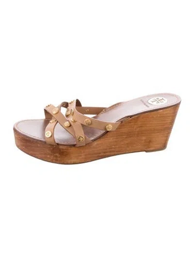 Pre-owned Tory Burch Leather Slides In Brown