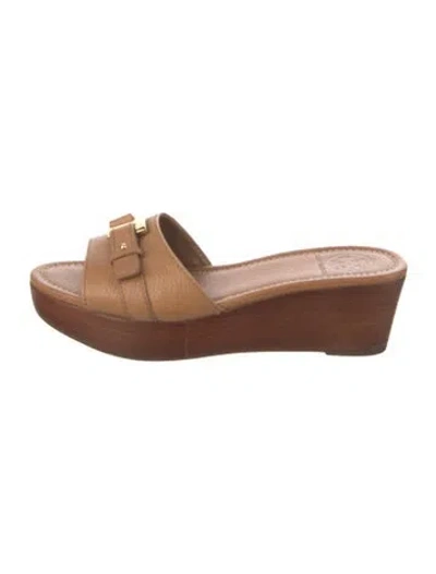 Pre-owned Tory Burch Leather Slides In Brown