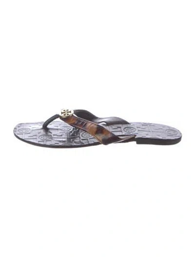 Pre-owned Tory Burch Leather Slides In Brown