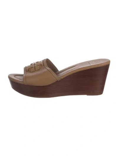 Pre-owned Tory Burch Leather Slides In Brown