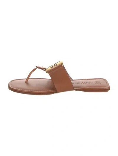 Pre-owned Tory Burch Leather Slides In Brown