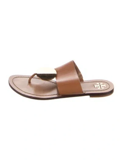 Pre-owned Tory Burch Leather Slides In Brown