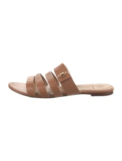 Pre-owned Tory Burch Leather Slides In Brown