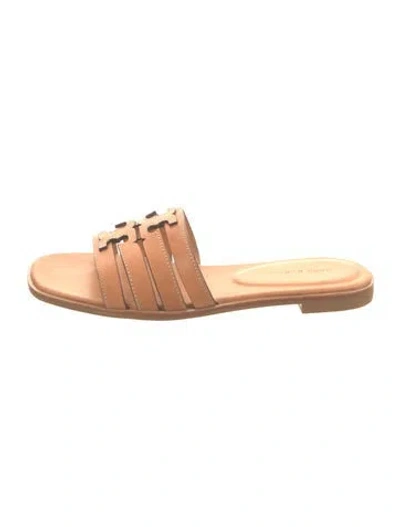Pre-owned Tory Burch Leather Slides In Brown