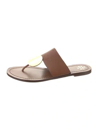 Pre-owned Tory Burch Leather Slides In Brown