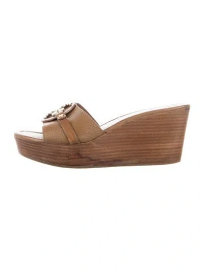 Pre-owned Tory Burch Leather Slides In Brown