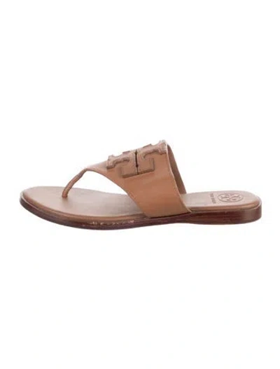 Pre-owned Tory Burch Leather Slides In Brown