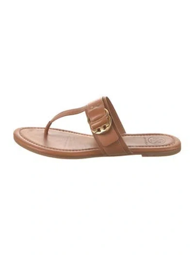Pre-owned Tory Burch Leather Slides In Brown