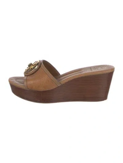 Pre-owned Tory Burch Leather Slides In Brown