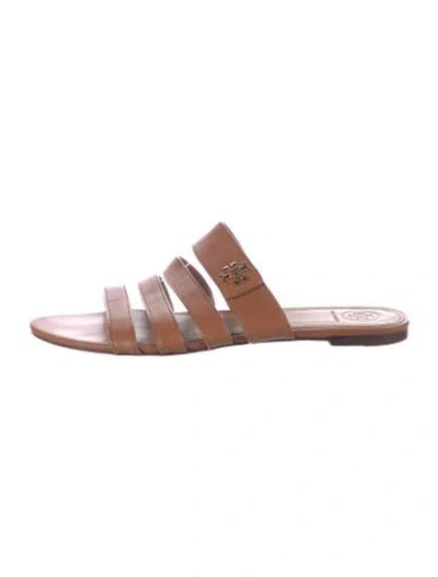 Pre-owned Tory Burch Leather Slides In Brown
