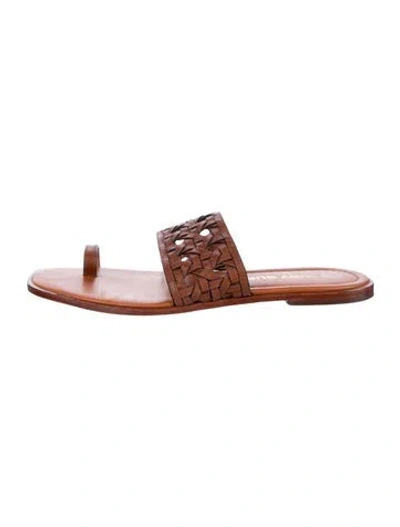 Pre-owned Tory Burch Leather Slides In Brown